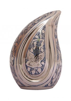 Doves Going Home Blue Small Teardrop Funeral Urn for Ashes